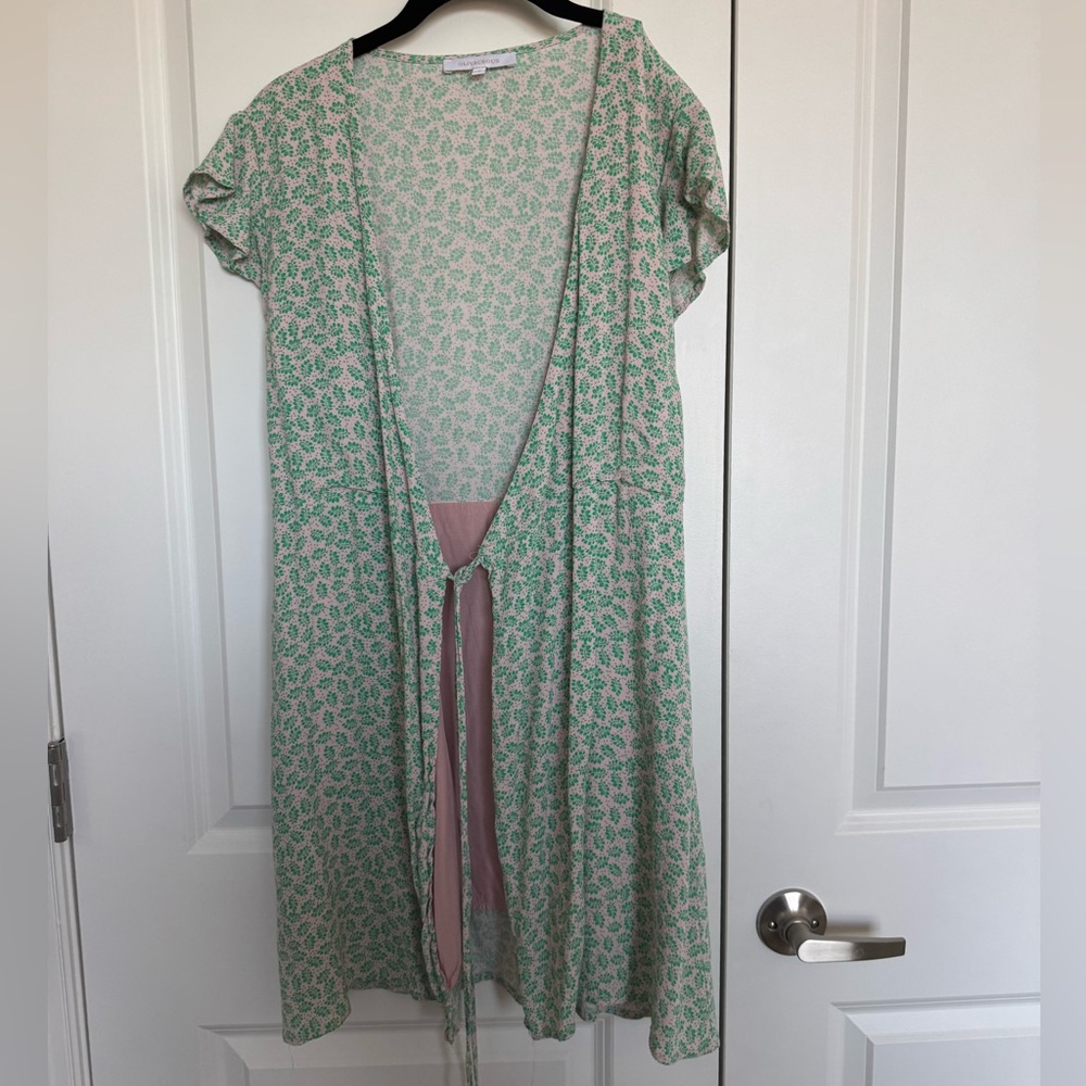 Floral Green and cream wrap dress